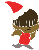 hand- getrokken vlak kleur illustratie van een jongen met slordig haar- vervelend de kerstman hoed png