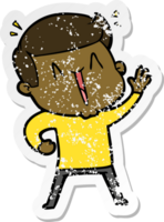 distressed sticker of a cartoon happy man png