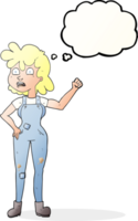 hand drawn thought bubble cartoon woman shaking fist png