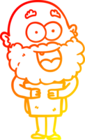 warm gradient line drawing of a cartoon crazy happy man with beard and book png