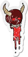 pegatina retro angustiada de un cráneo espeluznante de halloween de dibujos animados png