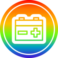 industrial battery circular icon with rainbow gradient finish png