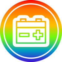 industriell Batterie kreisförmig Symbol mit Regenbogen Gradient Fertig png