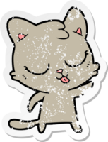 distressed sticker of a cartoon hissing cat png