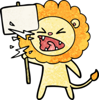 cartoon roaring lion protester png