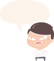 cartoon happy businessman with speech bubble in retro style png