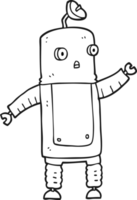 hand drawn black and white cartoon robot png