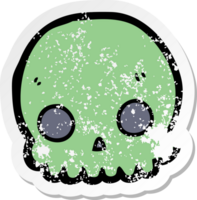 distressed sticker of a cartoon skull png