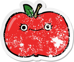 vinheta angustiada de uma maçã fofa de desenho animado png
