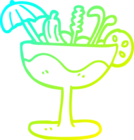 cold gradient line drawing of a cartoon tropical cocktail png