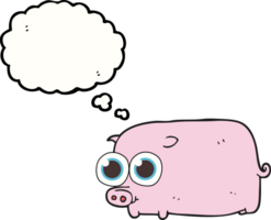 hand drawn thought bubble cartoon piglet with big pretty eyes png