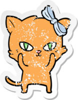 pegatina angustiada de un lindo gato de dibujos animados png