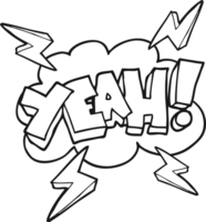 Yeah  hand drawn black and white cartoon symbol png