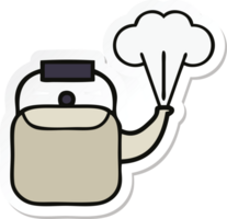 sticker of a cute cartoon steaming kettle png