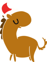 hand drawn christmas cartoon of kawaii horse png