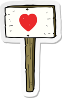 autocollant d'un poteau de signalisation de coeur d'amour de dessin animé png