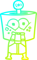 cold gradient line drawing of a happy cartoon robot png