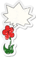 cartoon flower with speech bubble distressed distressed old sticker png