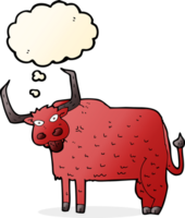 cartoon hairy cow with thought bubble png
