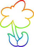 rainbow gradient line drawing of a cute cartoon flower png