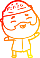 warm gradient line drawing of a cartoon happy bearded man png