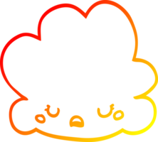 caldo pendenza linea disegno di un' carino cartone animato nube png