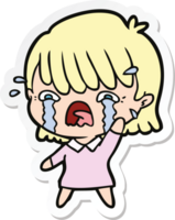 sticker of a cartoon girl crying png