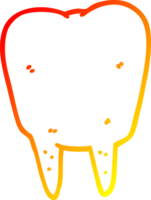 warm gradient line drawing of a cartoon tooth png