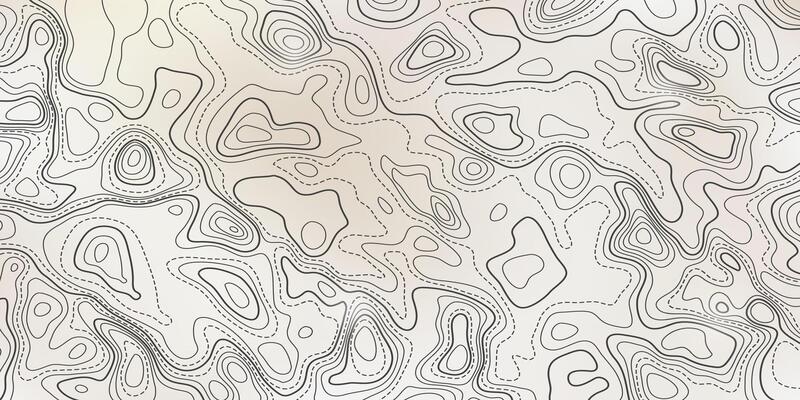 Ocean bottom topographic line map curvy wave isolines illustration.