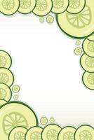 Vegetable cucumber border or slice of cucumber frame banner with copy space vector