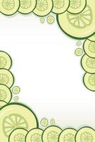 Vegetable cucumber border or slice of cucumber frame banner with copy space vector