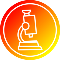 Mikroskop und rutschen kreisförmig Symbol mit warm Gradient Fertig png