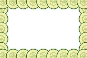 Vegetable cucumber border or slice of cucumber frame banner with copy space vector