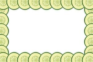 Vegetable cucumber border or slice of cucumber frame banner with copy space vector