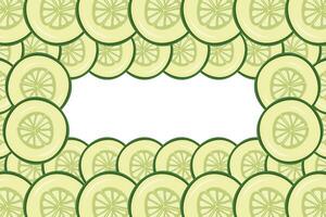 Vegetable cucumber border or slice of cucumber frame banner with copy space vector