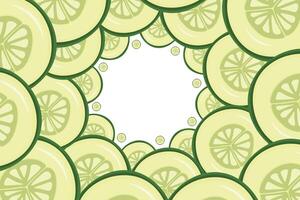 Vegetable cucumber border or slice of cucumber frame banner with copy space vector