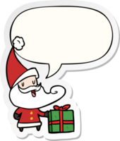 cartone animato Santa Claus con discorso bolla etichetta png