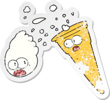 distressed sticker of a cartoon ice cream png