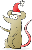 mano disegnato cartone animato topo indossare Natale cappello png
