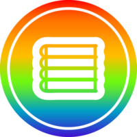 stack of books circular icon with rainbow gradient finish png