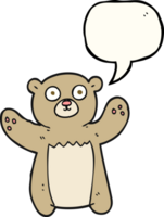 mano dibujado habla burbuja dibujos animados osito de peluche oso png