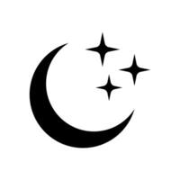 Crescent moon with stars icon on white background. Night icon. Crescent moon icon. Minimalist style. vector