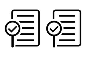 auditoría icono. sencillo elemento desde auditoría recopilación. documento icono con aumentador vaso y cheque marca. vector