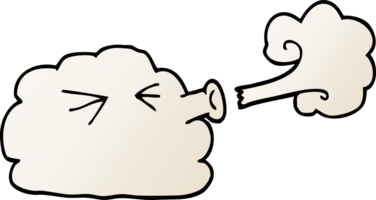 cartoon doodle cloud blowing a gale png