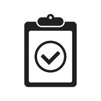Approval check mark icon, clipboard with checkmark icon. vector