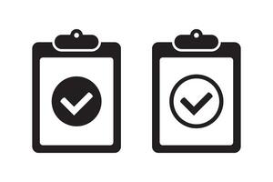 Approval check mark icon, clipboard with checkmark icon. vector