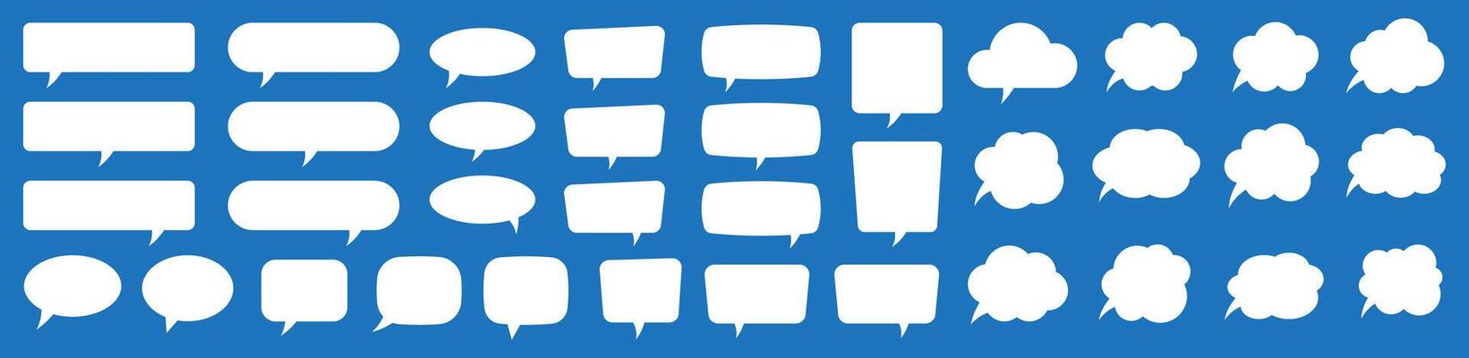 Set of speech bubbles. Speak bubble text, cartoon chatting box, message box. Blank empty white speech bubbles.