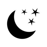 Crescent moon with stars icon on white background. Night icon. Crescent moon icon. Minimalist style. vector