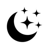 Crescent moon with stars icon on white background. Night icon. Crescent moon icon. Minimalist style. vector