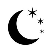 Crescent moon with stars icon on white background. Night icon. Crescent moon icon. Minimalist style. vector